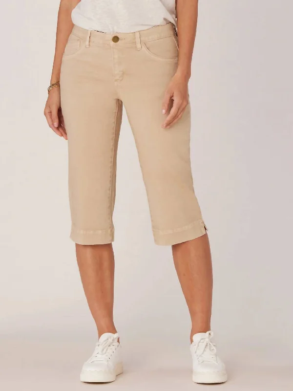 Minimal Comfort Skimmer Capri Pants In Tan