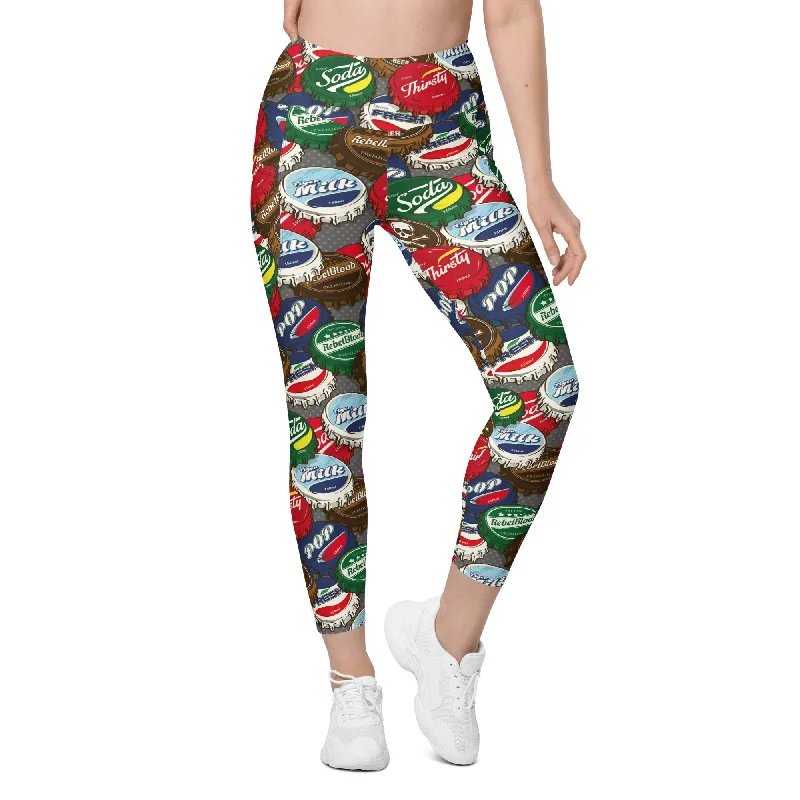 Casual Comfort Bottle Caps Leggings With Pockets