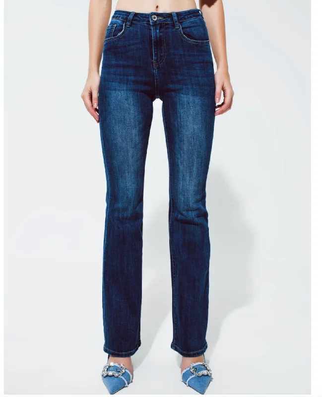 Cozy Sweaters Women's Flare Denim Jeans In Blue