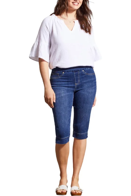 Cozy Chic Audrey Denim Capri Pants In Blue