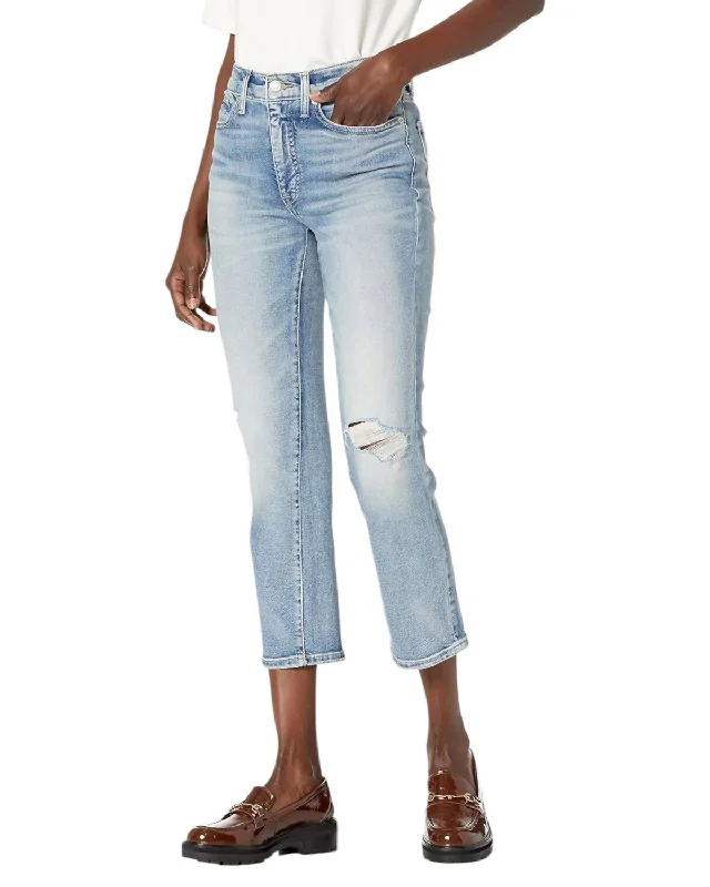 Comfortable Looks Zoe Straight Crop Jeans In At Sea Dest