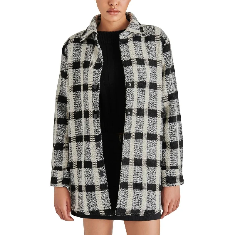 Sports Series Steve Madden Womens Eldrige Wool Blend Plaid Shirt Jacket