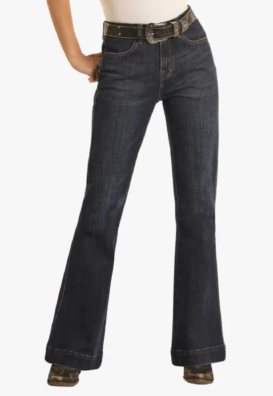 All-Day Outfits Rock & Roll Womens Welt Pocket High Rise Trouser Jean