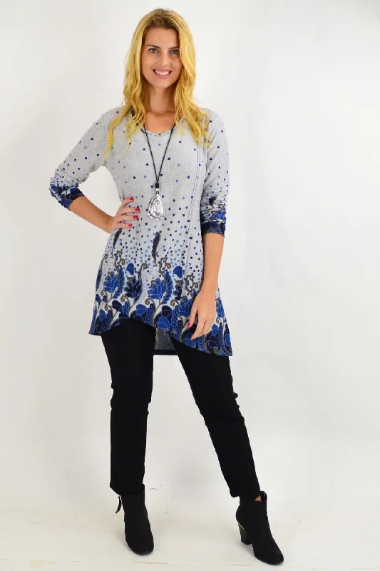 High-end Fashion Navy Blue Floral Ferguson Tunic Top