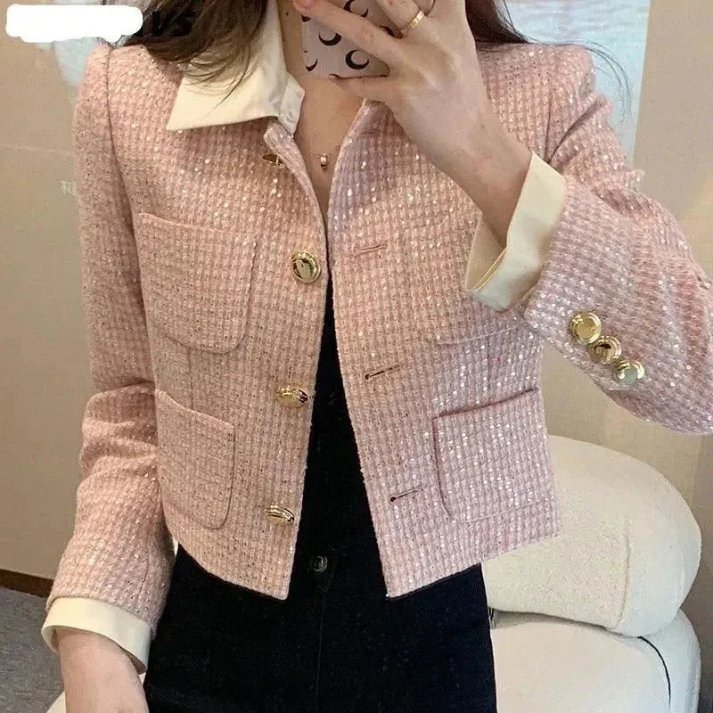 Versatile Itinerary Patchwork Crop Tweed Jacket Women