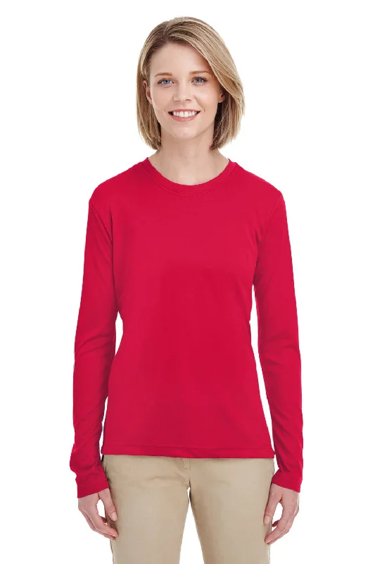 High-end Sense UltraClub Womens Cool & Dry Performance Moisture Wicking Long Sleeve Crewneck T-Shirt - Red High-end Sense UltraClub Womens Cool & Dry Performance Moisture Wicking Long Sleeve Crewneck T-Shirt - Red