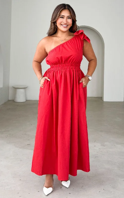 Slim Fit Simmons Maxi Dress - Red
