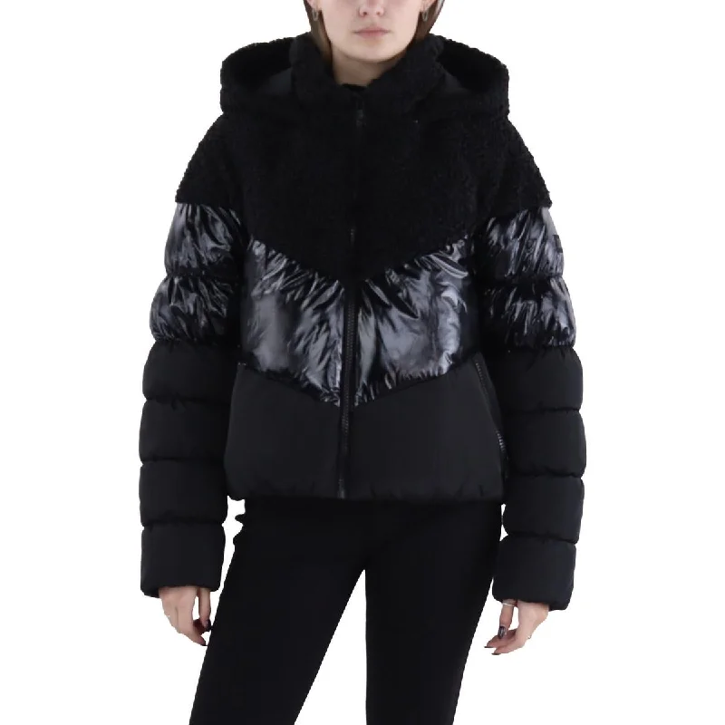 Energy Wear DKNY Womens Faux Fur Cropped Puffer Jacket