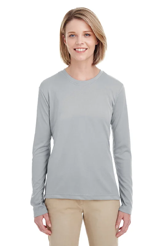 Fresh Wear UltraClub Womens Cool & Dry Performance Moisture Wicking Long Sleeve Crewneck T-Shirt - Grey Fresh Wear UltraClub Womens Cool & Dry Performance Moisture Wicking Long Sleeve Crewneck T-Shirt - Grey