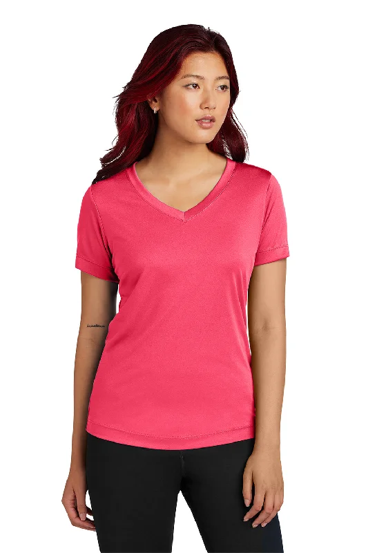Elegant And Charming Sport-Tek Womens Competitor Moisture Wicking Short Sleeve V-Neck T-Shirt - Hot Coral Pink Elegant And Charming Sport-Tek Womens Competitor Moisture Wicking Short Sleeve V-Neck T-Shirt - Hot Coral Pink