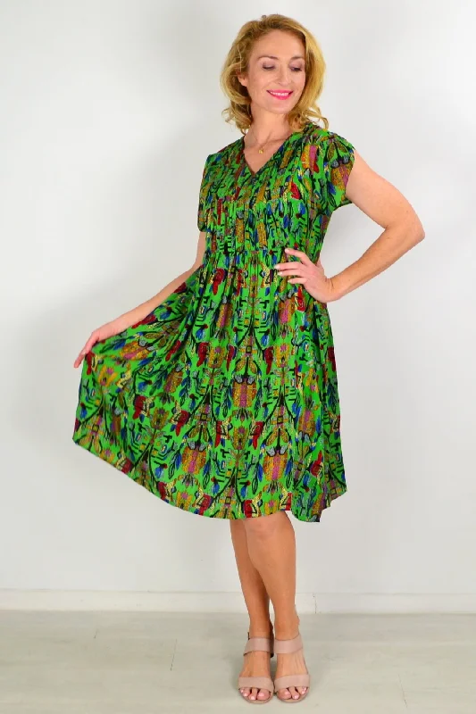 Sports Fashion Gold Leaf Crossover Sleeve Shift Dress Tunic