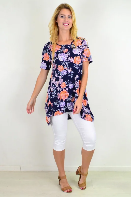 Exquisite Fabrics Floral Flamingo Tunic Top