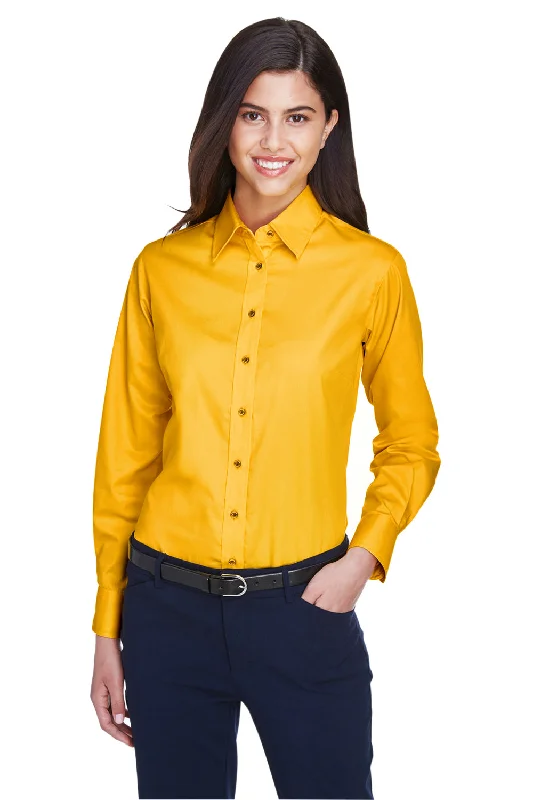 Casual Choice Harriton Womens Wrinkle Resistant Long Sleeve Button Down Shirt - Sunray Yellow Casual Choice Harriton Womens Wrinkle Resistant Long Sleeve Button Down Shirt - Sunray Yellow