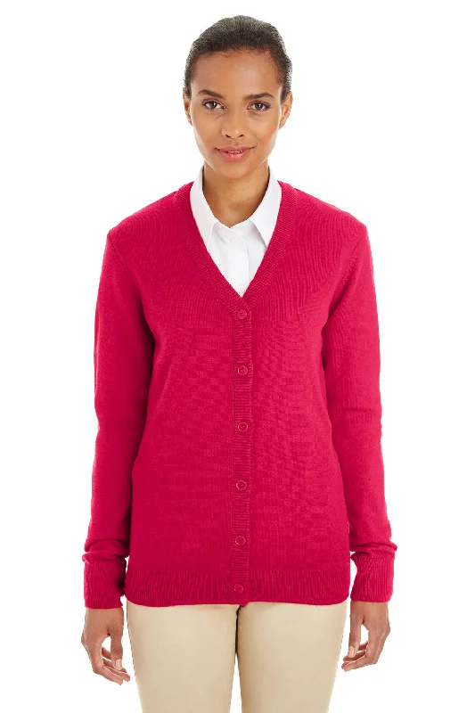 Summer Selection Harriton Womens Pilbloc Pill Resistant Button Down Lone Sleeve Cardigan Sweater - Red Summer Selection Harriton Womens Pilbloc Pill Resistant Button Down Lone Sleeve Cardigan Sweater - Red