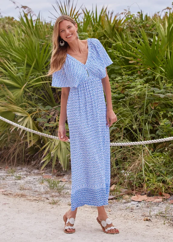 Eye-catching Personality Seaside Flutter Sleeve Maxi Dress