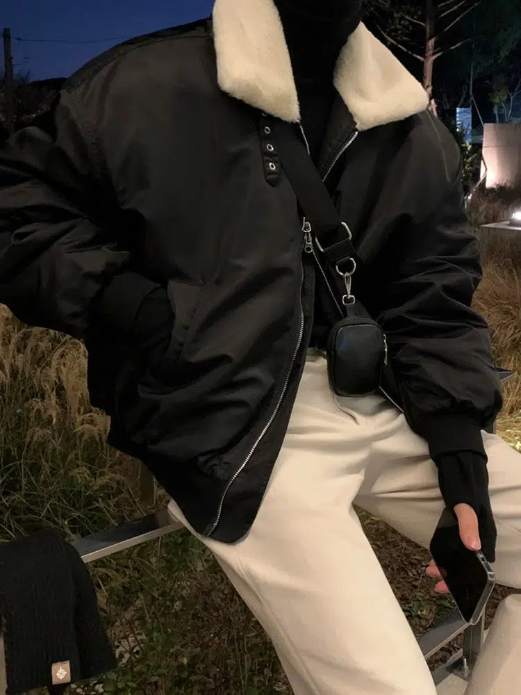 Windbreaker fashion Insulated Faux Fur Collar Jacket