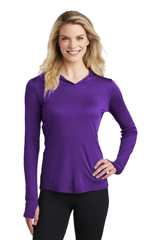 Minimal Classic Sport-Tek Womens Competitor Moisture Wicking Long Sleeve Hooded T-Shirt Hoodie - Purple - Closeout Minimal Classic Sport-Tek Womens Competitor Moisture Wicking Long Sleeve Hooded T-Shirt Hoodie - Purple - Closeout