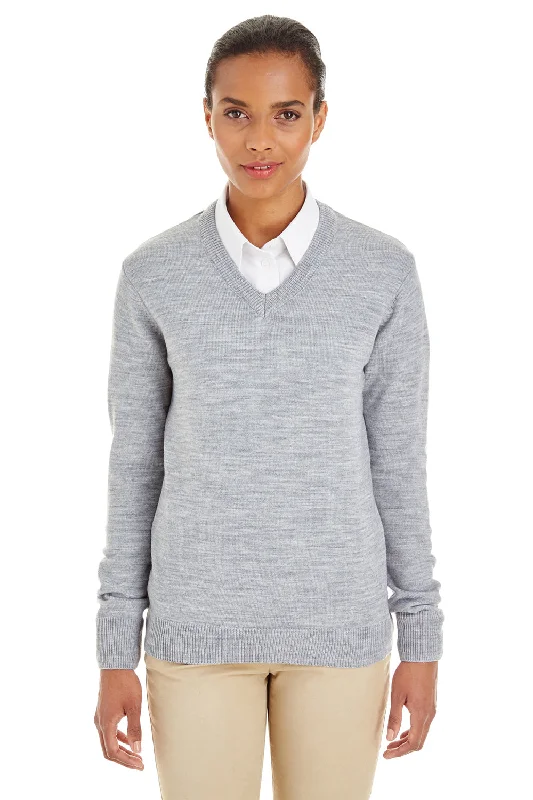 Personal Charm Harriton Womens Pilbloc Pill Resistant V-Neck Long Sleeve Sweater - Heather Grey Personal Charm Harriton Womens Pilbloc Pill Resistant V-Neck Long Sleeve Sweater - Heather Grey