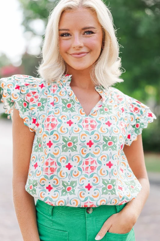 Body Design Win Them Over Olive Green Printed Blouse