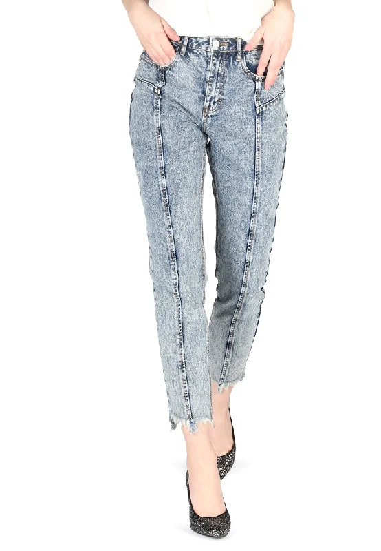 Cozy Street Style women tapered fit destroyed hem jeans