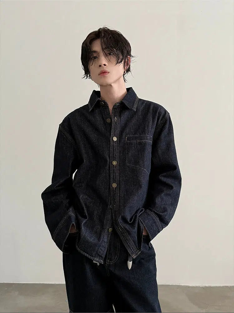Trendy Items Button-Up Front Casual Denim Jacket
