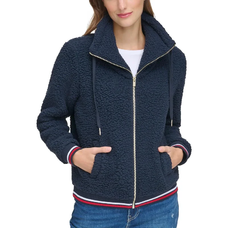 Artistic Temperament Tommy Hilfiger Womens Ribbed Trim  Fleece Fleece Jacket