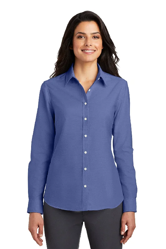 Luxury Fashion Port Authority Womens SuperPro Oxford Wrinkle Resistant Long Sleeve Button Down Shirt - Navy Blue Luxury Fashion Port Authority Womens SuperPro Oxford Wrinkle Resistant Long Sleeve Button Down Shirt - Navy Blue