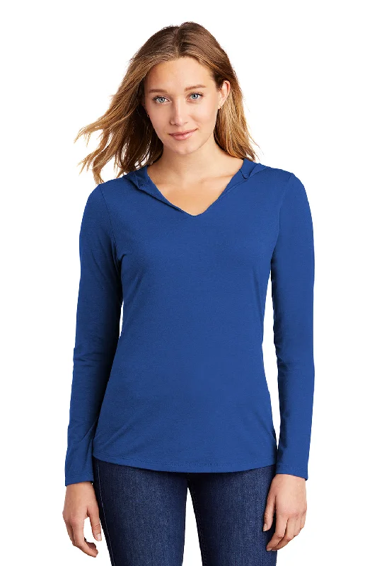 Fashion Classic District Womens Perfect Tri Long Sleeve Hooded T-Shirt Hoodie - Deep Royal Blue Fashion Classic District Womens Perfect Tri Long Sleeve Hooded T-Shirt Hoodie - Deep Royal Blue