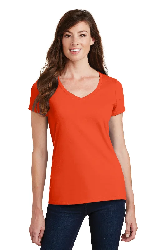 Elegant And Casual Port & Company Womens Fan Favorite Short Sleeve V-Neck T-Shirt - Orange Elegant And Casual Port & Company Womens Fan Favorite Short Sleeve V-Neck T-Shirt - Orange