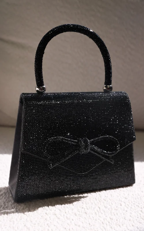 Warm Winter Series Betty Rhinestone Bag - Black Bow