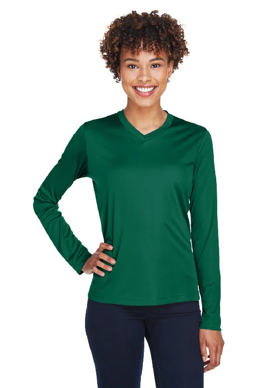 Fashionable Prints Team 365 Womens Zone Performance Moisture Wicking Long Sleeve Crewneck T-Shirt - Forest Green Fashionable Prints Team 365 Womens Zone Performance Moisture Wicking Long Sleeve Crewneck T-Shirt - Forest Green