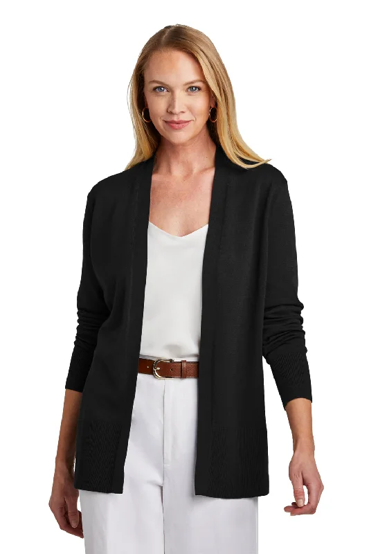Lace Design Brooks Brothers Womens Long Sleeve Cardigan Sweater - Deep Black