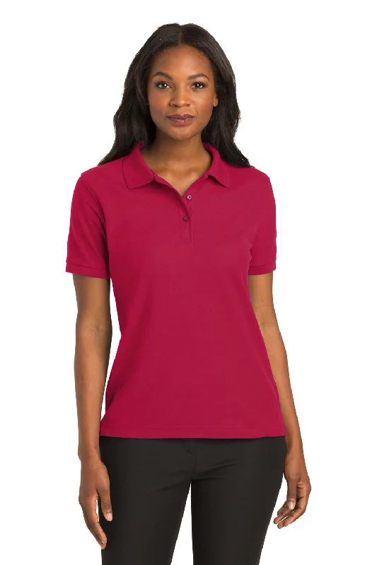 Free And Casual Port Authority Womens Silk Touch Wrinkle Resistant Short Sleeve Polo Shirt - Red Free And Casual Port Authority Womens Silk Touch Wrinkle Resistant Short Sleeve Polo Shirt - Red
