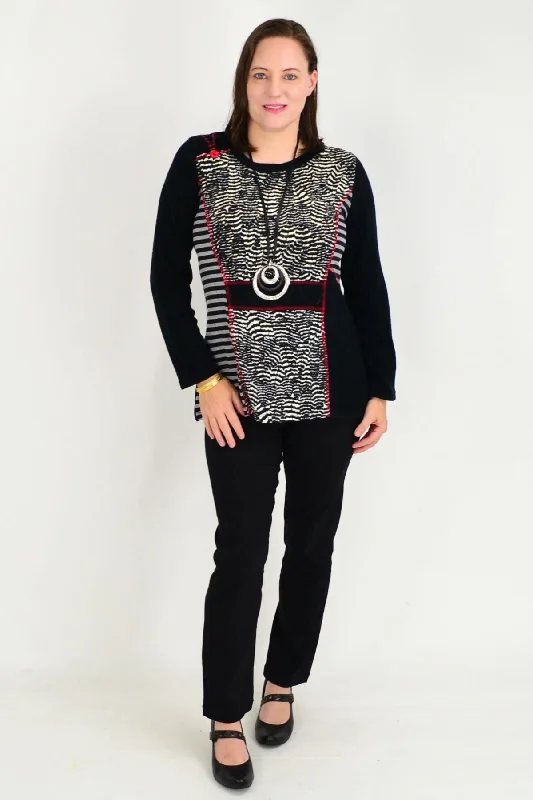 Urban Design Sense Black White Pumbaa Tunic Top