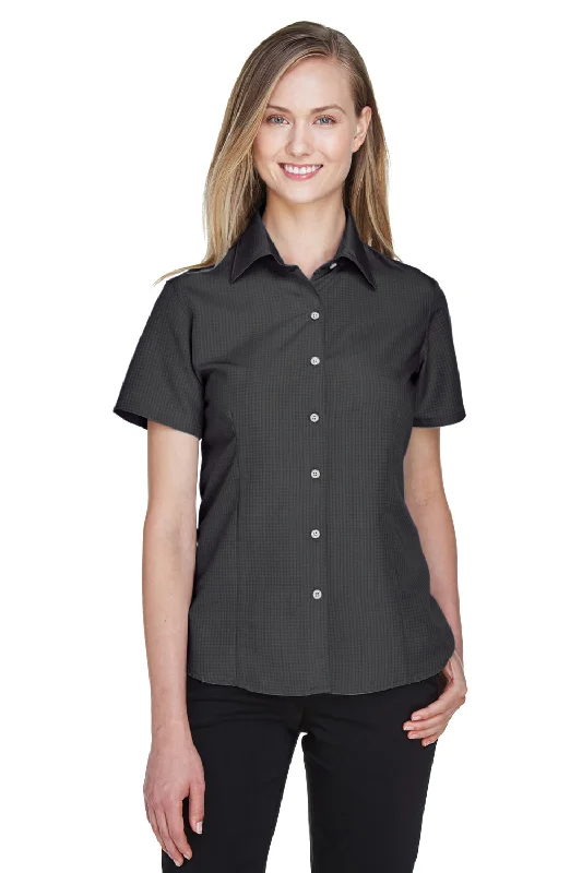 Simple Matching Harriton Womens Barbados Wrinkle Resistant Short Sleeve Button Down Camp Shirt - Black Simple Matching Harriton Womens Barbados Wrinkle Resistant Short Sleeve Button Down Camp Shirt - Black