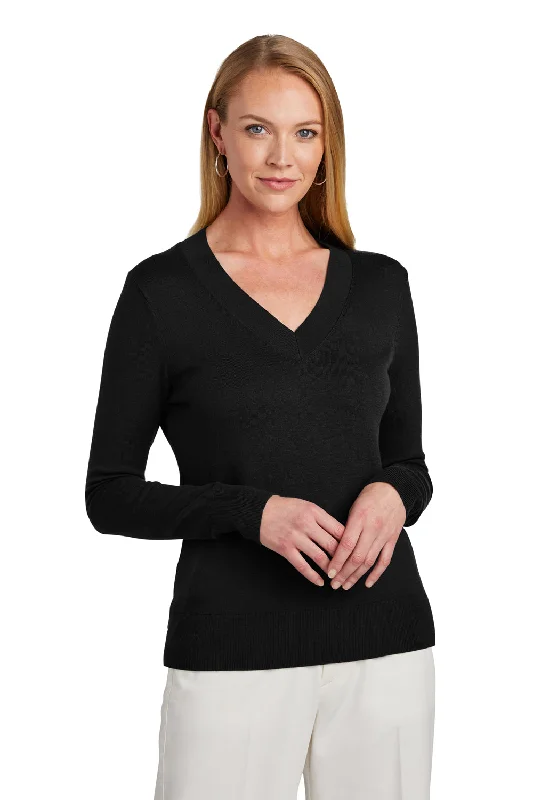 Free And Comfortable Brooks Brothers Womens Long Sleeve V-Neck Sweater - Deep Black Free And Comfortable Brooks Brothers Womens Long Sleeve V-Neck Sweater - Deep Black