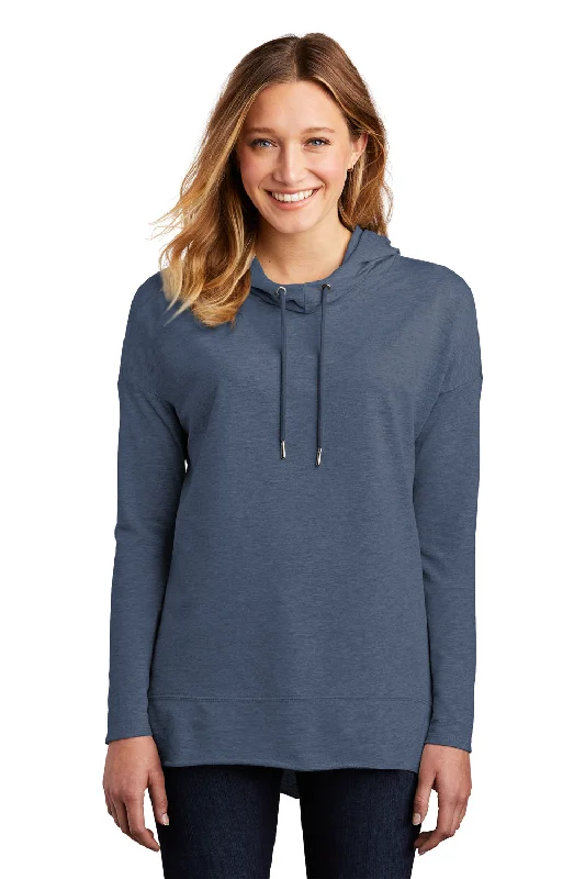 Exquisite Tailoring District Womens French Terry Hooded T-Shirt Hoodie - Washed Indigo Blue Exquisite Tailoring District Womens French Terry Hooded T-Shirt Hoodie - Washed Indigo Blue