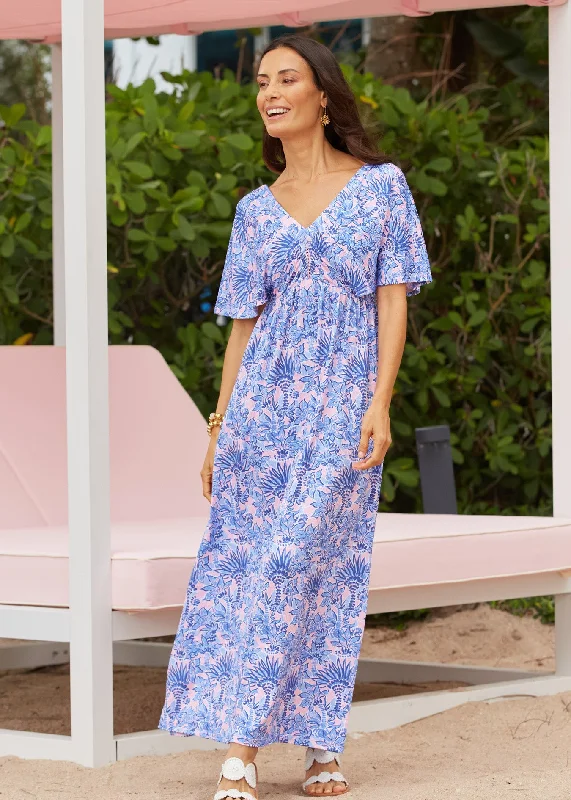 Sports Design Palm Beach Flutter Sleeve Maxi Dress