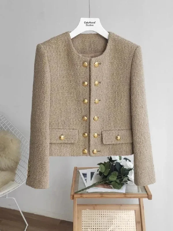 Dressing Tips Short Double Breasted Tweed Jacket