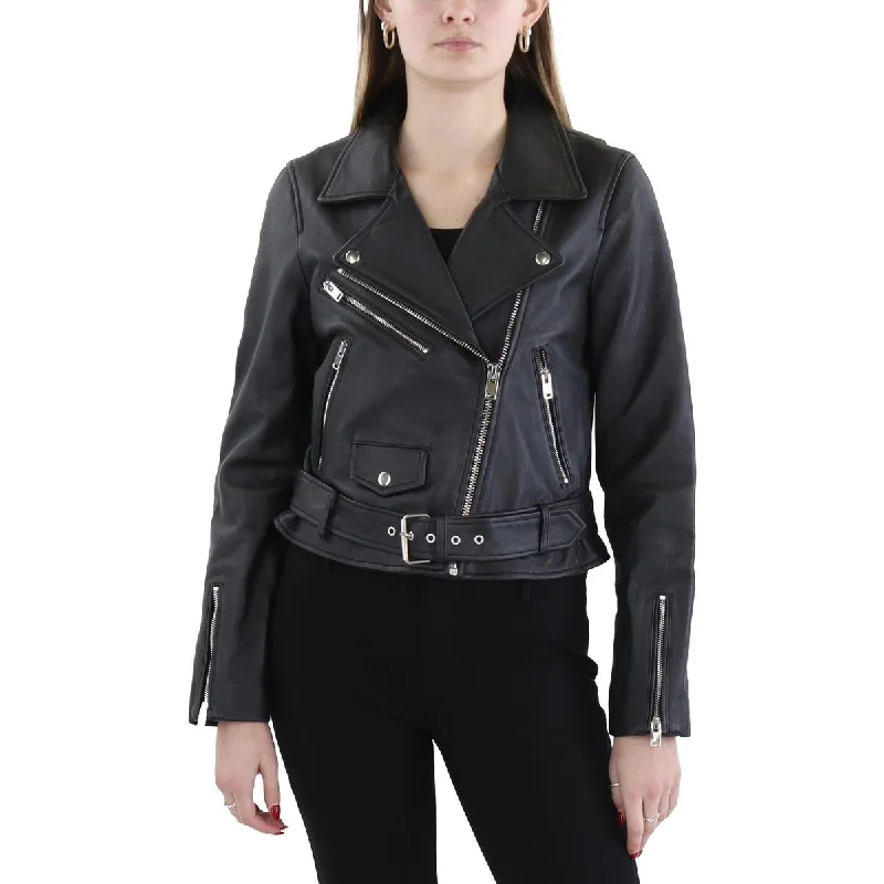 European Plan Bolongaro Trevor Womens Leather Biker Motorcycle Jacket