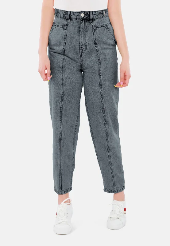 Trendy Comfort Wear Multi Panel Washed Mom Jeans