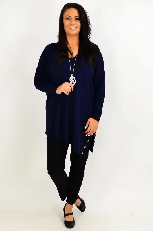 Comfortable Mind Navy My Go To Knit Tunic Jumper