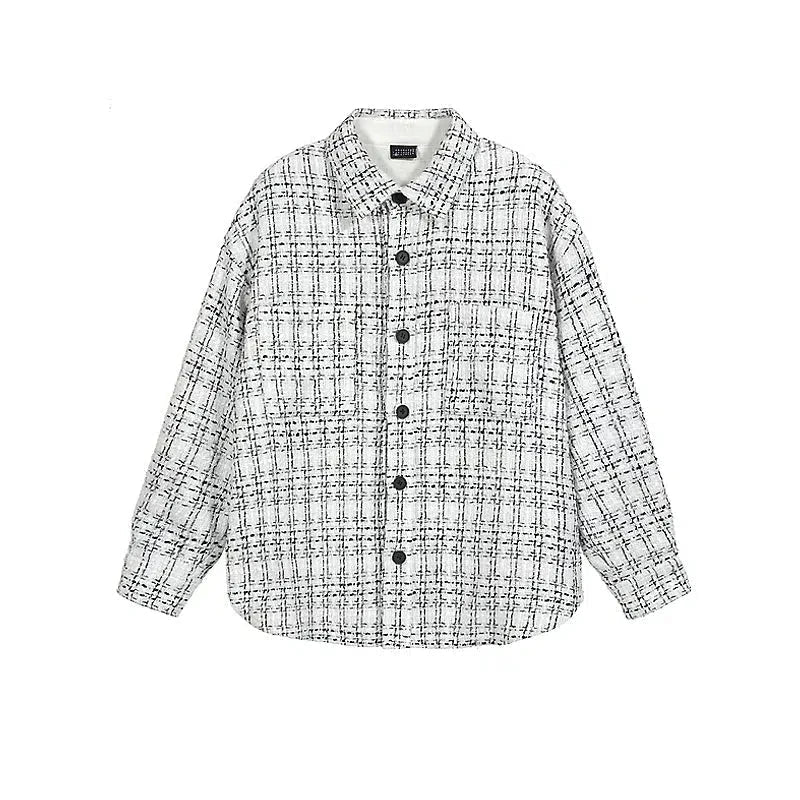 Elegant Series Plaid Button-Up Jacket