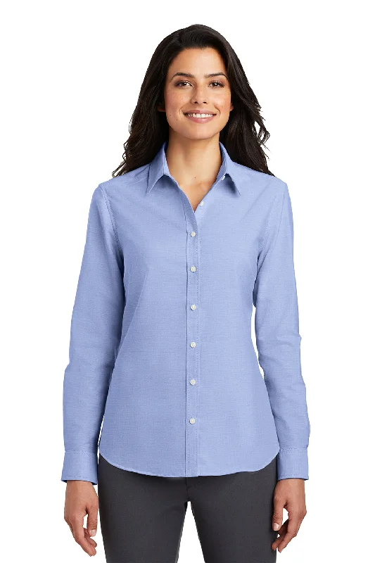 Sports And Leisure Port Authority Womens SuperPro Oxford Wrinkle Resistant Long Sleeve Button Down Shirt - Oxford Blue Sports And Leisure Port Authority Womens SuperPro Oxford Wrinkle Resistant Long Sleeve Button Down Shirt - Oxford Blue