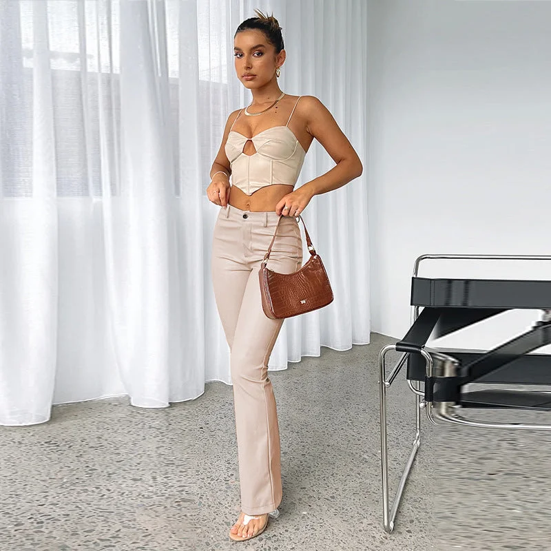 Relaxed Jackets Fashion New Women's High Elastic PU Leather Pants