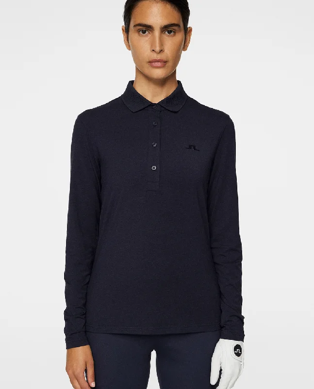 Fresh And Fashionable J.Lindeberg Flor Long Sleeve Thermo Polo Navy Melange