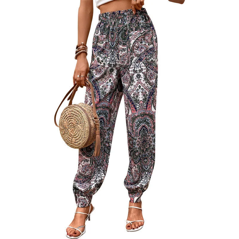 Minimal Style Fashion Women's Elastic Waist Split Trousers