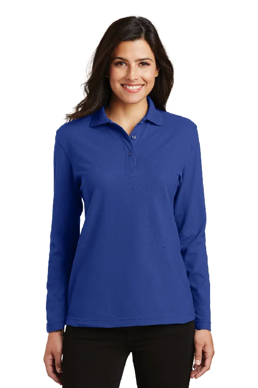 Dressing Tips Port Authority Womens Silk Touch Wrinkle Resistant Long Sleeve Polo Shirt - Royal Blue Dressing Tips Port Authority Womens Silk Touch Wrinkle Resistant Long Sleeve Polo Shirt - Royal Blue