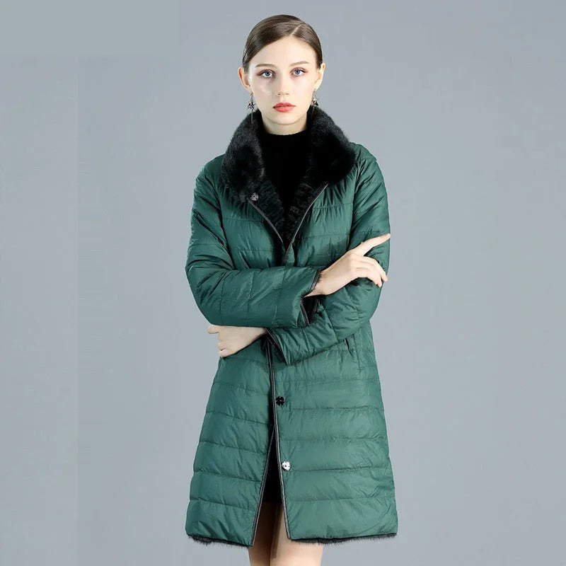 Practical Style Women's Winter Warm Natural Mink Down Double Side Wear Knitted Jackets Practical Style Women's Winter Warm Natural Mink Down Double Side Wear Knitted Jackets