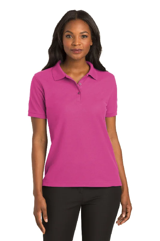 Feminine Charm Port Authority Womens Silk Touch Wrinkle Resistant Short Sleeve Polo Shirt - Tropical Pink Feminine Charm Port Authority Womens Silk Touch Wrinkle Resistant Short Sleeve Polo Shirt - Tropical Pink